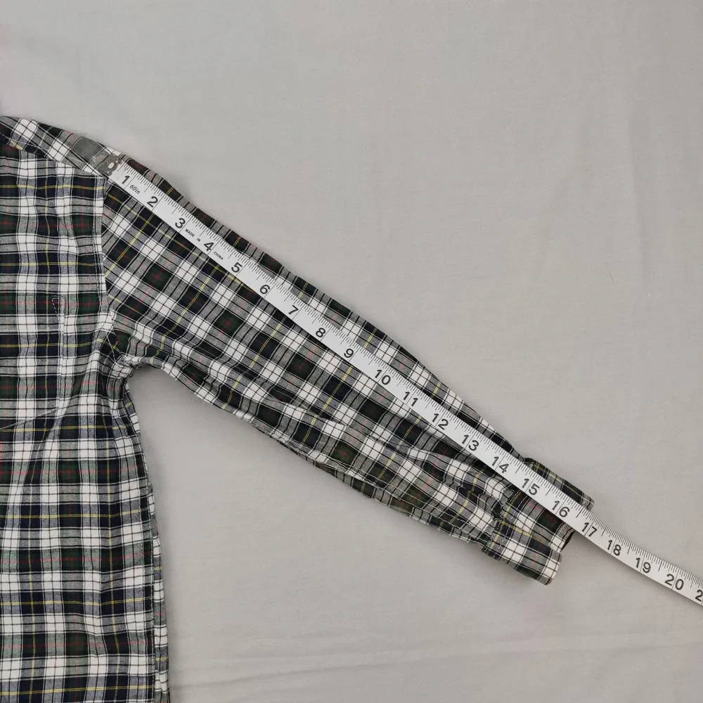 Old Navy Button‎ Down Boys S(6-7) Green Plaid Built-In Flex Long Sleeve Shirt